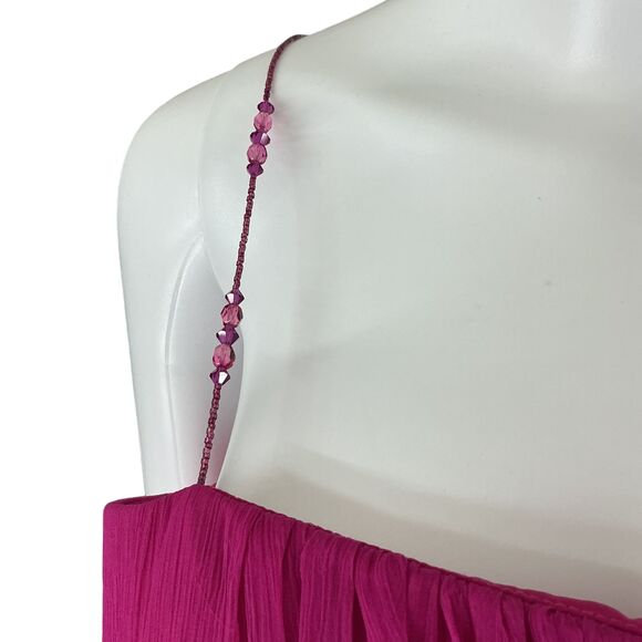 Vintage Silk Slip Dress Size 2 Pink Rhinestone Asymmetric Shelli Seagal Y2K 90s - Picture 8 of 16